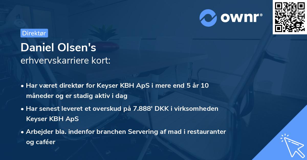 Daniel Olsen's erhvervskarriere kort
