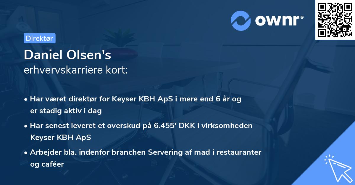 Daniel Olsen's erhvervskarriere kort