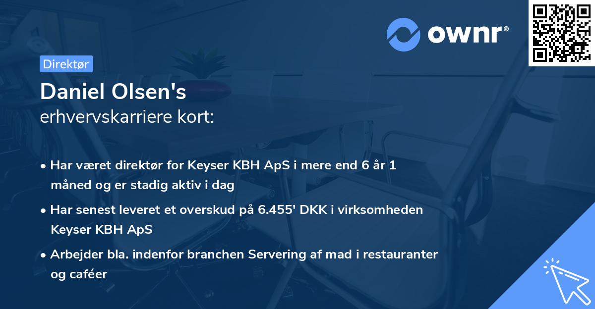 Daniel Olsen's erhvervskarriere kort