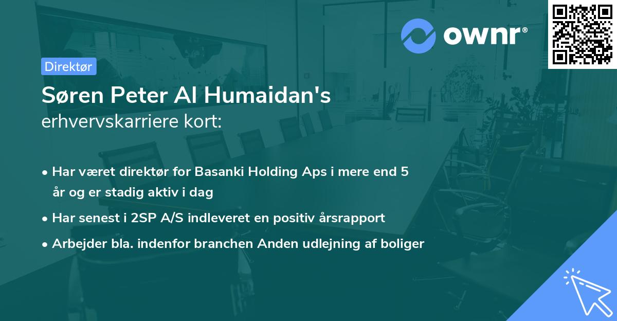 Søren Peter Al Humaidan's erhvervskarriere kort
