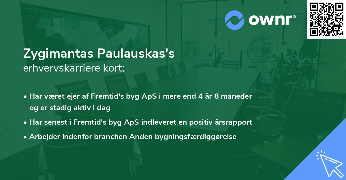 Zygimantas Paulauskas's erhvervskarriere kort