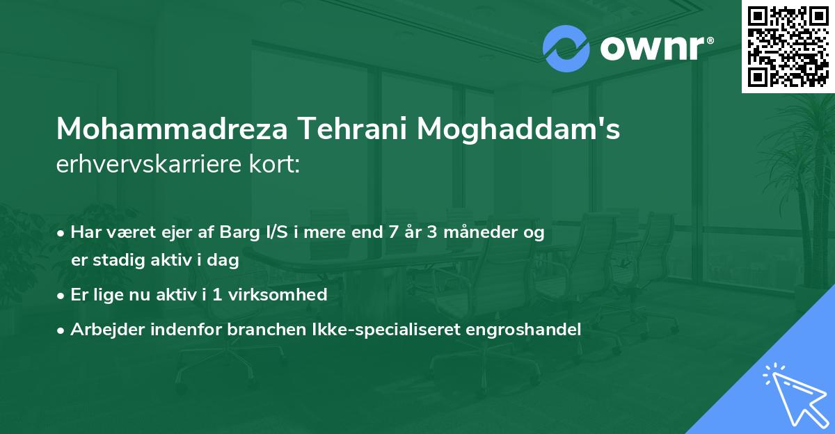 Mohammadreza Tehrani Moghaddam's erhvervskarriere kort