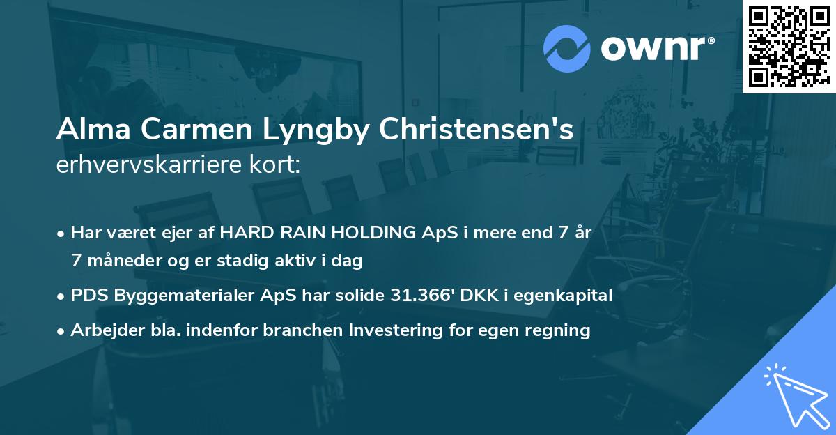Alma Carmen Lyngby Christensen's erhvervskarriere kort