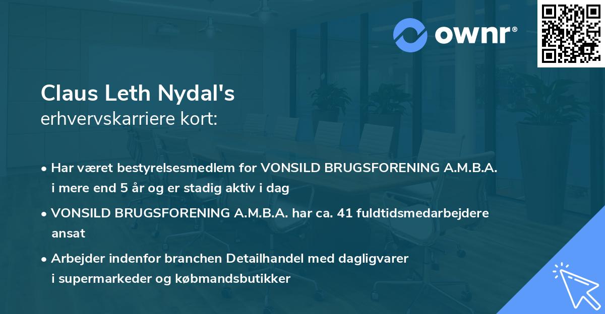 Claus Leth Nydal's erhvervskarriere kort