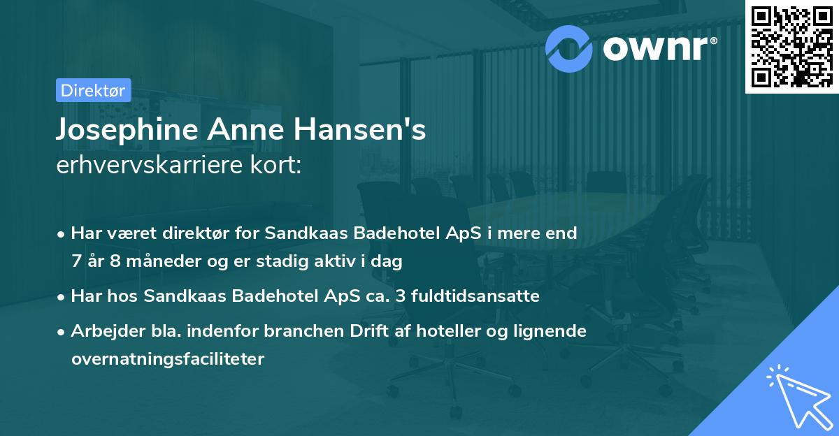 Josephine Anne Hansen's erhvervskarriere kort