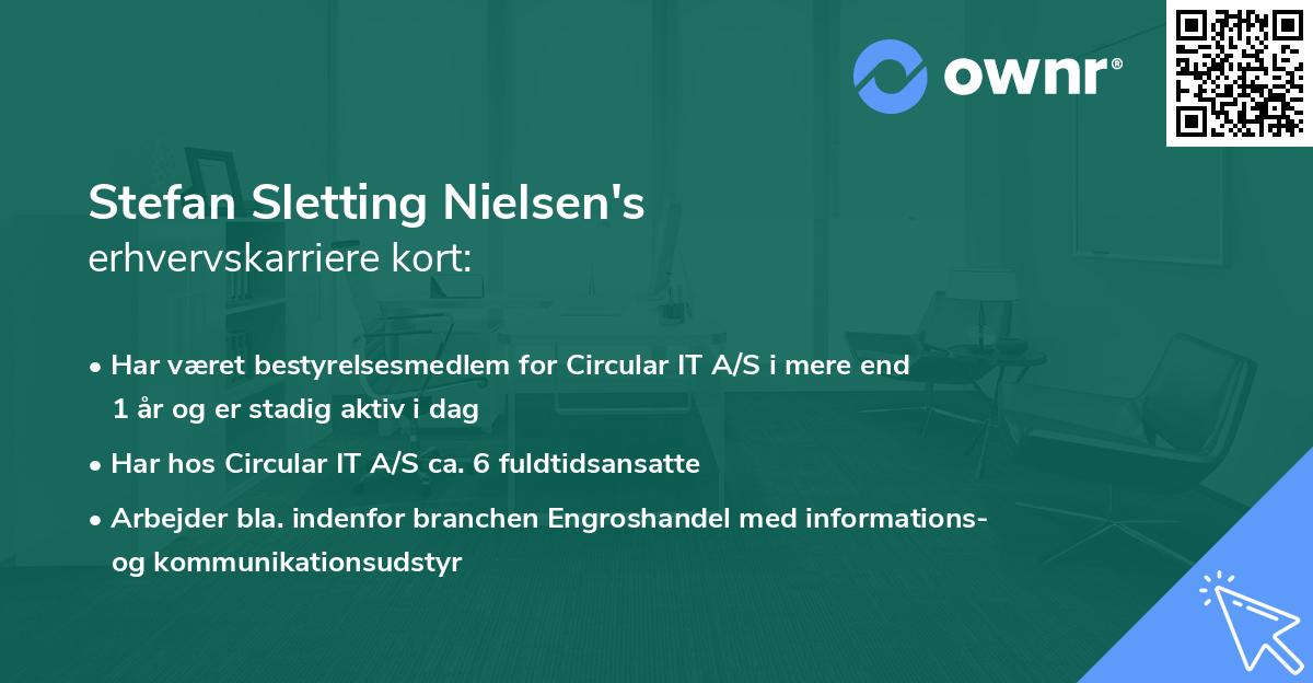 Stefan Sletting Nielsen's erhvervskarriere kort