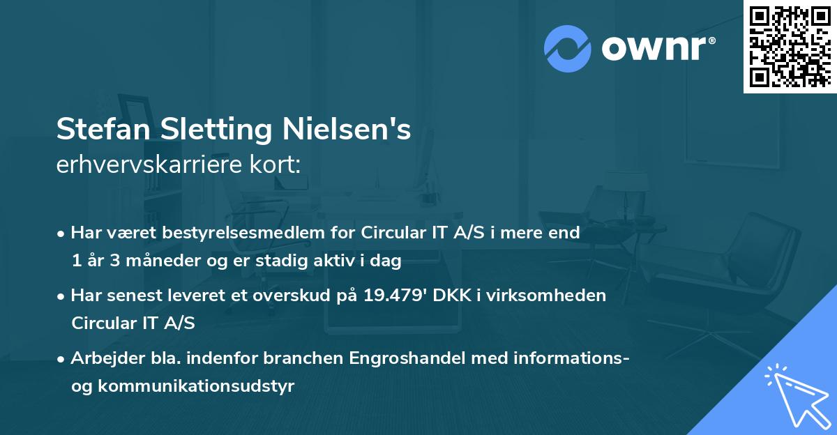 Stefan Sletting Nielsen's erhvervskarriere kort