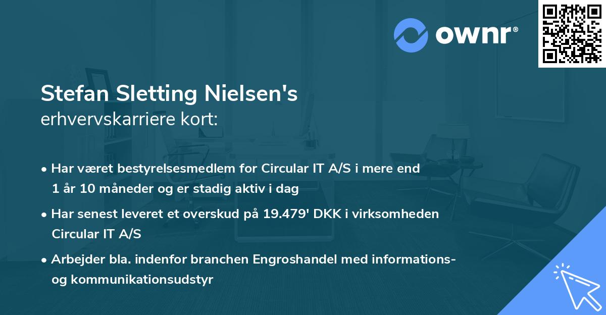 Stefan Sletting Nielsen's erhvervskarriere kort