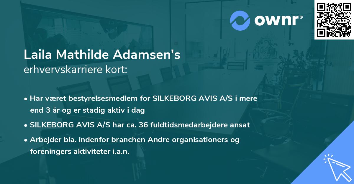 Laila Mathilde Adamsen's erhvervskarriere kort