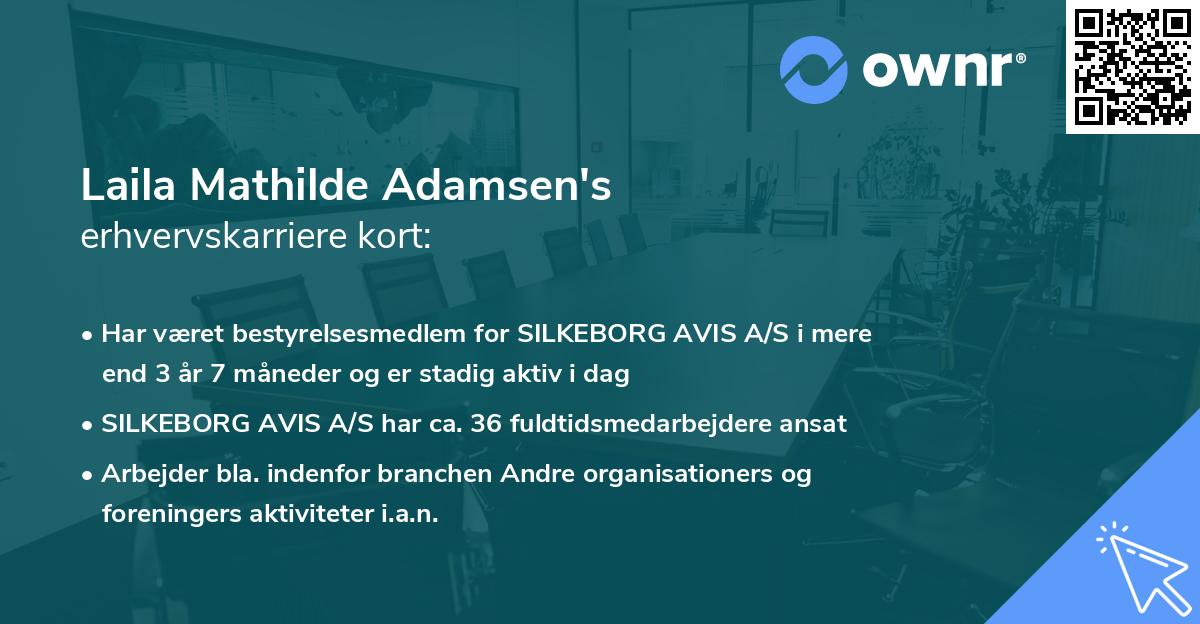 Laila Mathilde Adamsen's erhvervskarriere kort