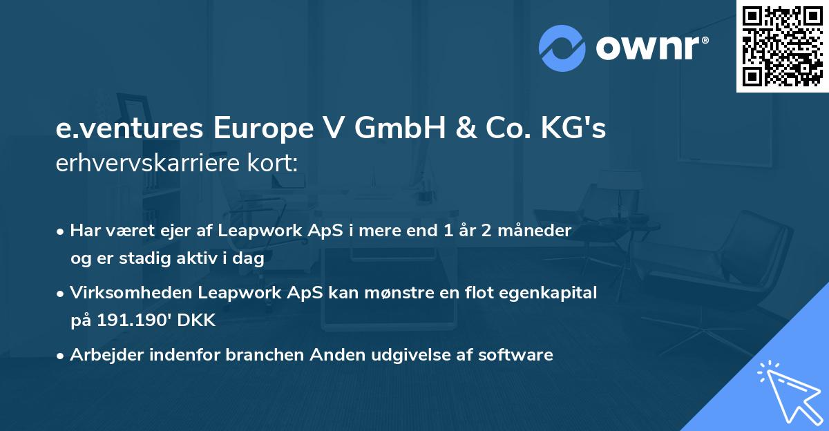 e.ventures Europe V GmbH & Co. KG's erhvervskarriere kort