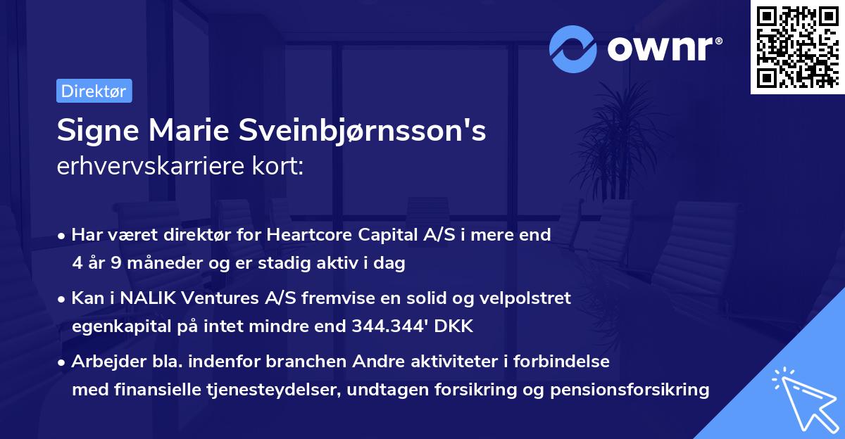 Signe Marie Sveinbjørnsson's erhvervskarriere kort