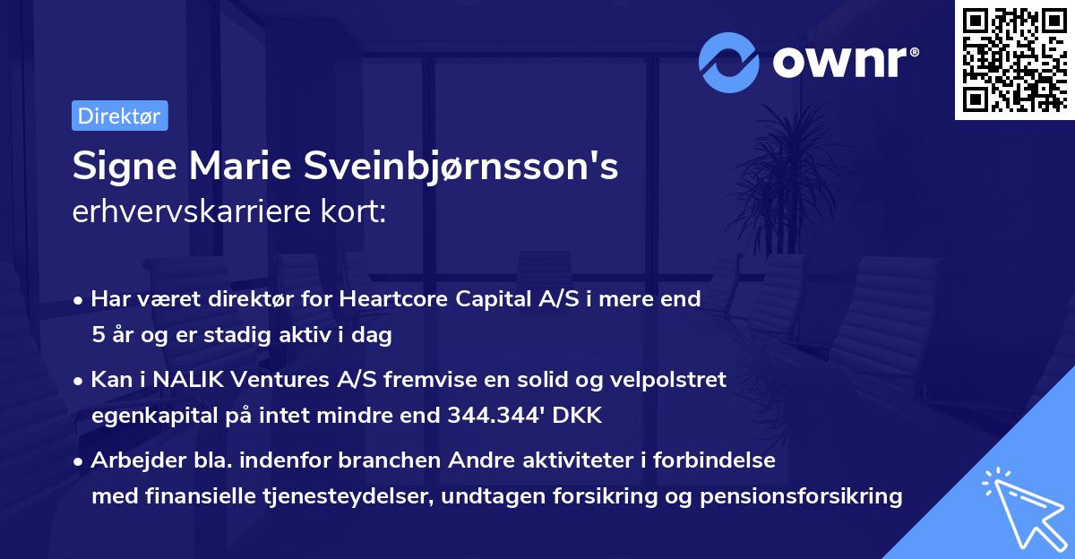 Signe Marie Sveinbjørnsson's erhvervskarriere kort