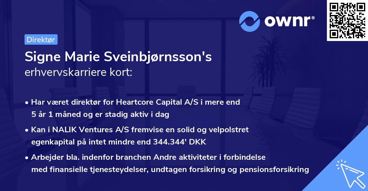 Signe Marie Sveinbjørnsson's erhvervskarriere kort