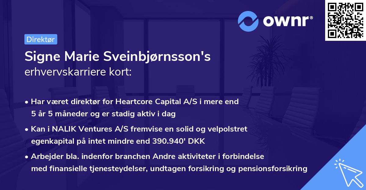 Signe Marie Sveinbjørnsson's erhvervskarriere kort