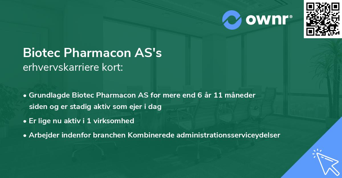 Biotec Pharmacon AS's erhvervskarriere kort