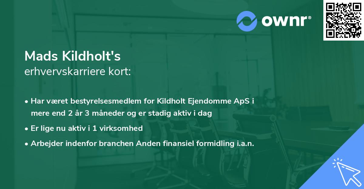 Mads Kildholt's erhvervskarriere kort