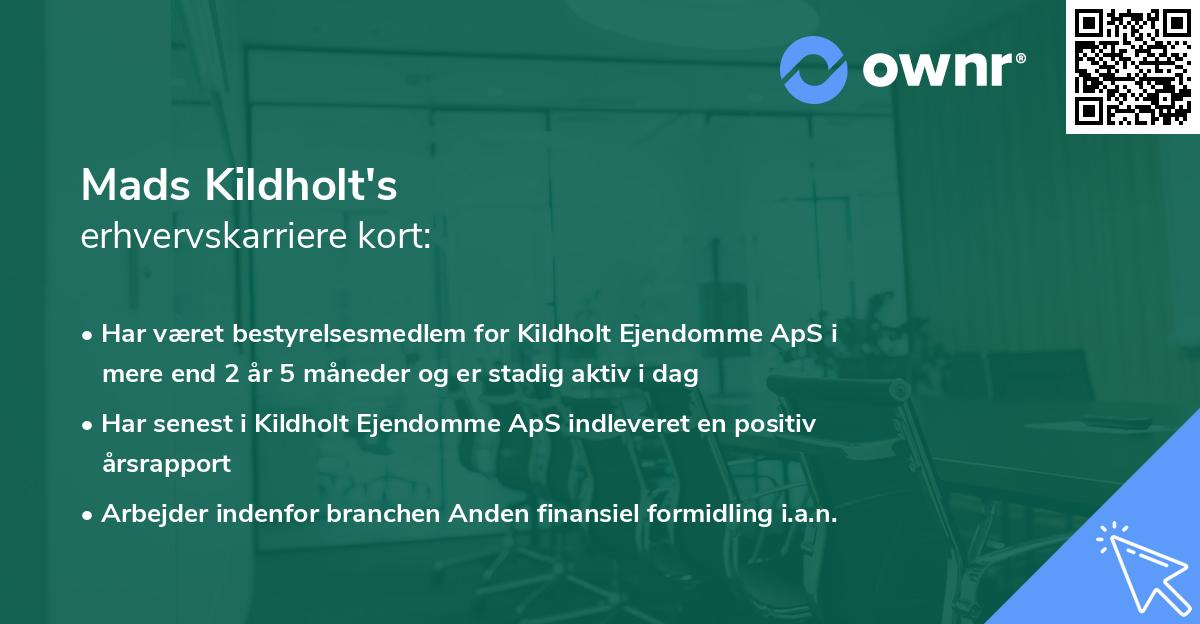 Mads Kildholt's erhvervskarriere kort