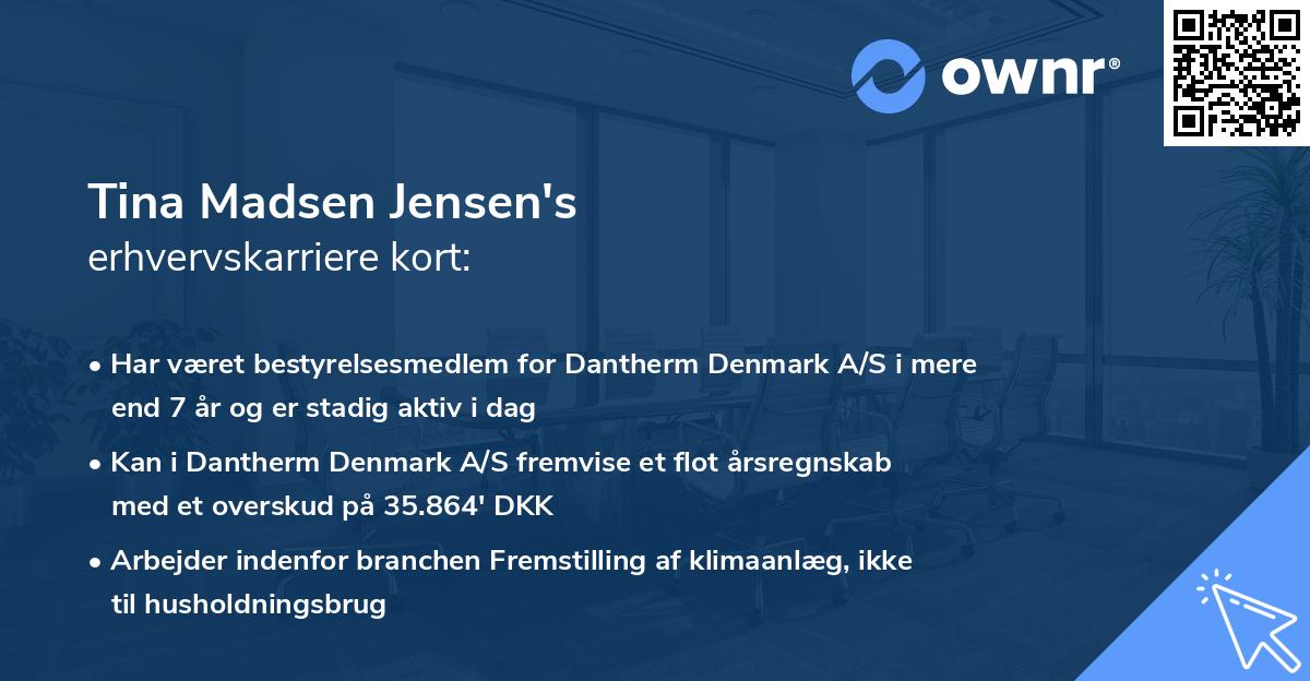 Tina Madsen Jensen's erhvervskarriere kort
