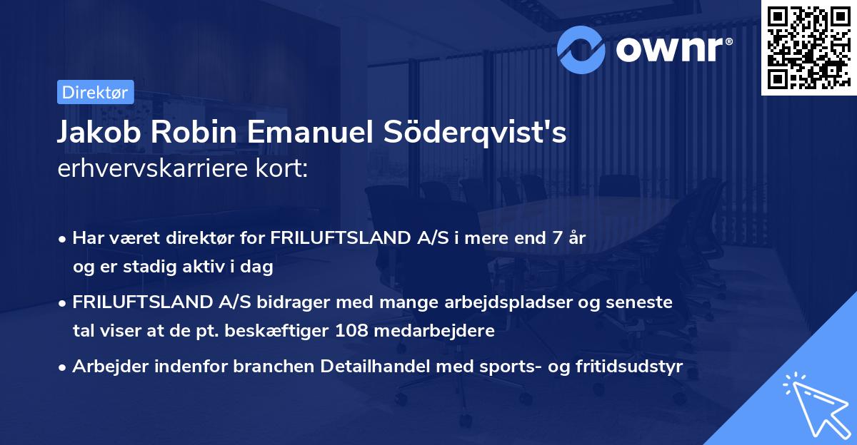 Jakob Robin Emanuel Söderqvist's erhvervskarriere kort