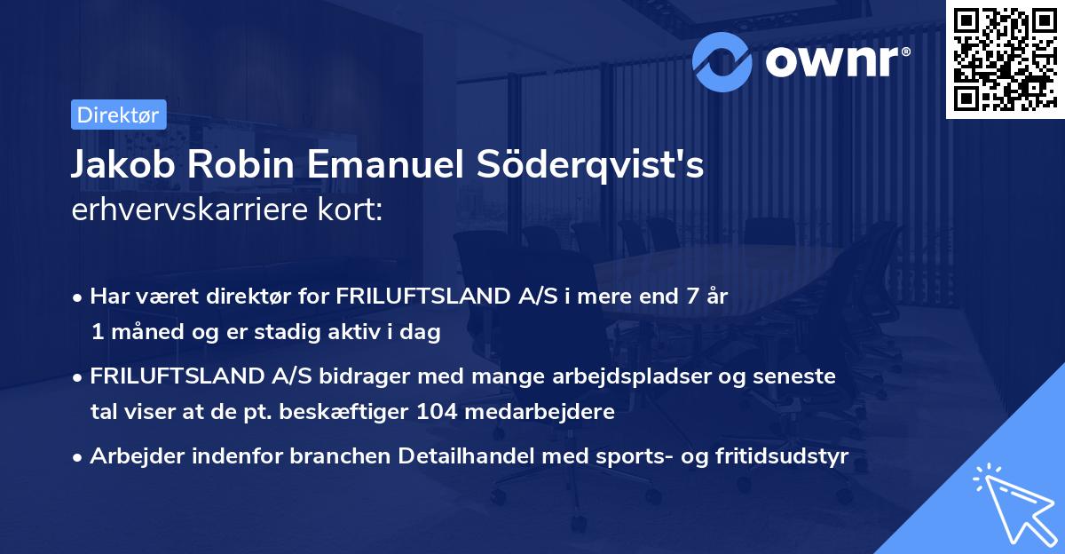 Jakob Robin Emanuel Söderqvist's erhvervskarriere kort