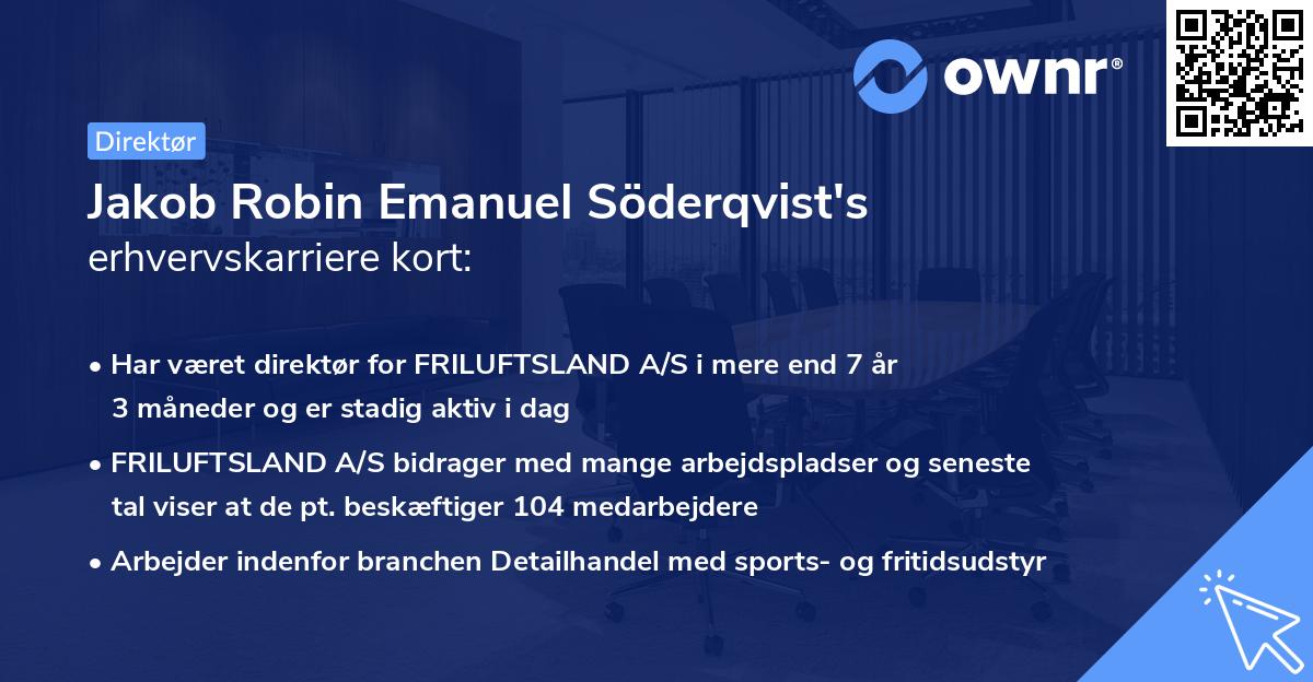 Jakob Robin Emanuel Söderqvist's erhvervskarriere kort