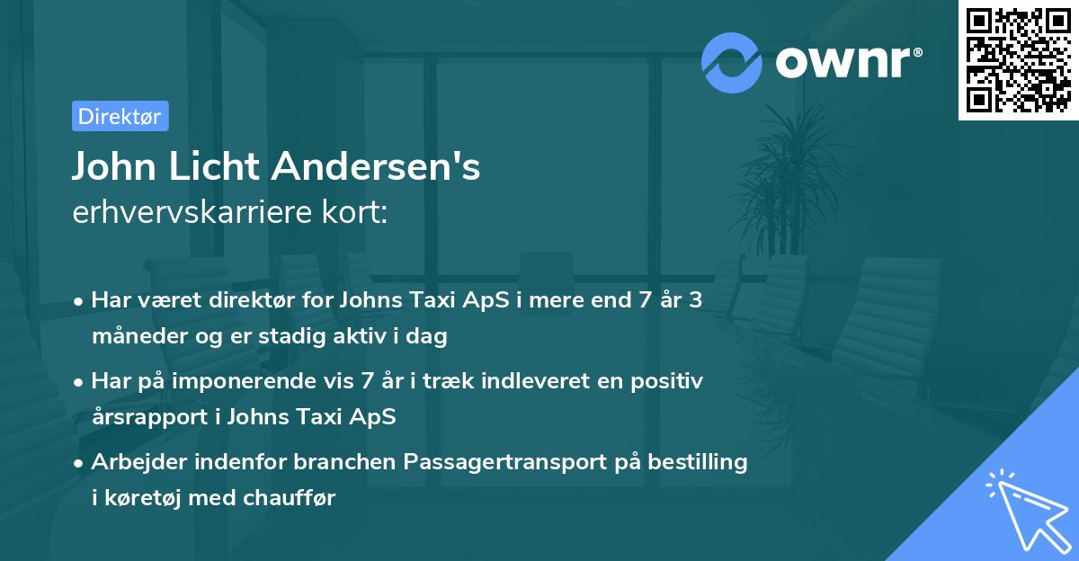 John Licht Andersen's erhvervskarriere kort