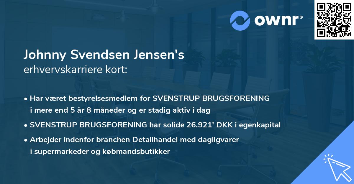 Johnny Svendsen Jensen's erhvervskarriere kort