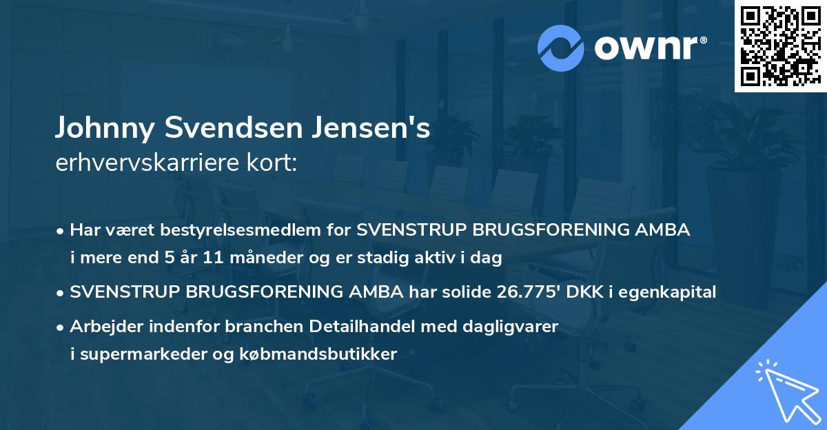 Johnny Svendsen Jensen's erhvervskarriere kort