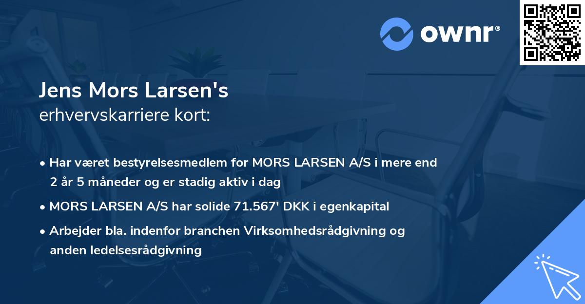 Jens Mors Larsen's erhvervskarriere kort