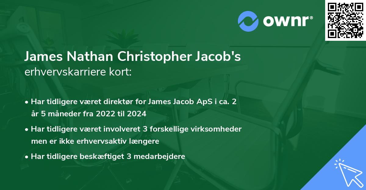 James Nathan Christopher Jacob's erhvervskarriere kort