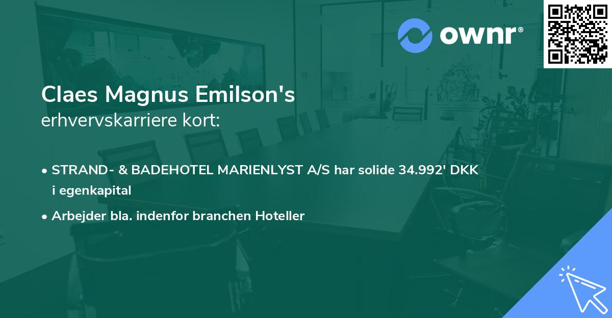 Claes Magnus Emilson's erhvervskarriere kort