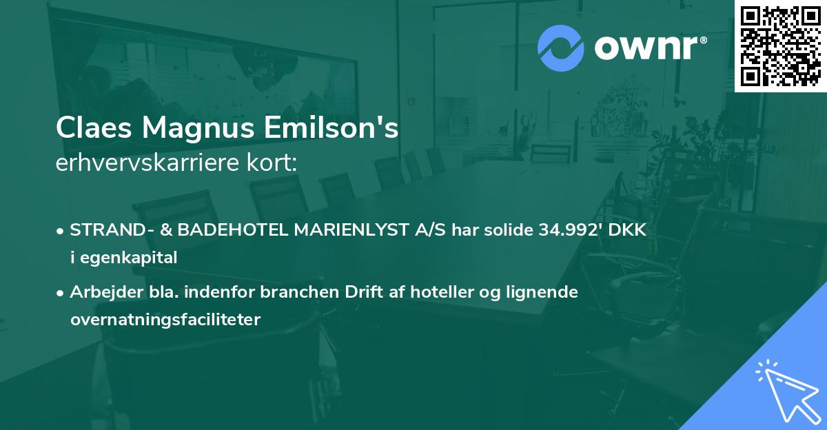 Claes Magnus Emilson's erhvervskarriere kort