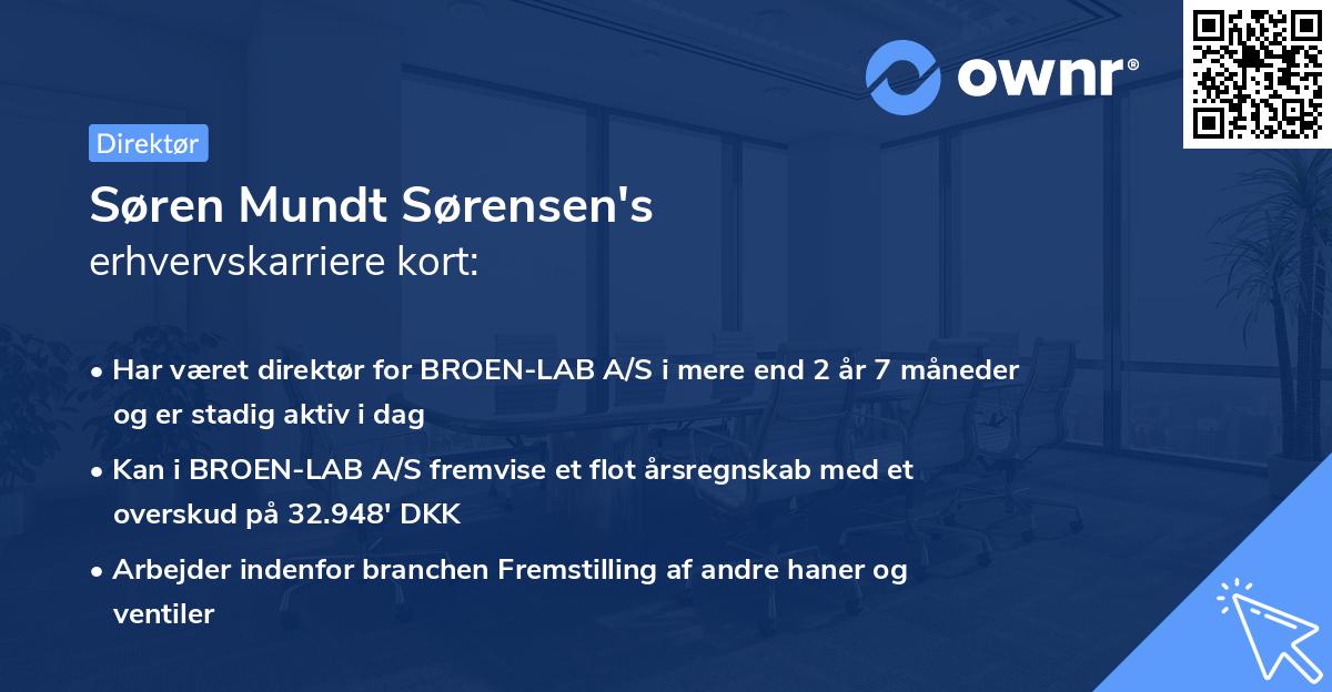 Søren Mundt Sørensen's erhvervskarriere kort