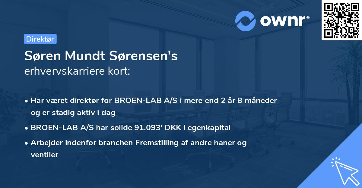 Søren Mundt Sørensen's erhvervskarriere kort