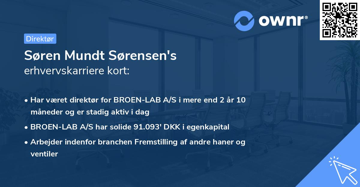 Søren Mundt Sørensen's erhvervskarriere kort