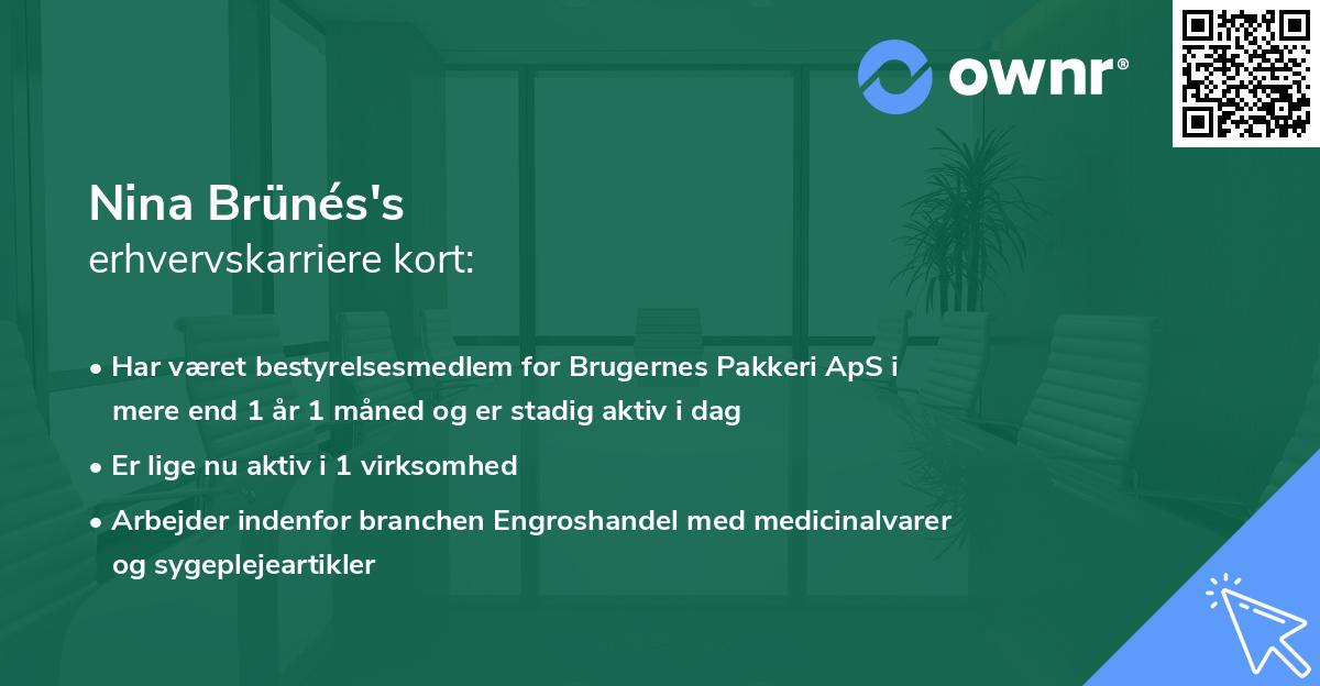 Nina Brünés's erhvervskarriere kort