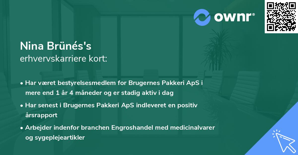 Nina Brünés's erhvervskarriere kort