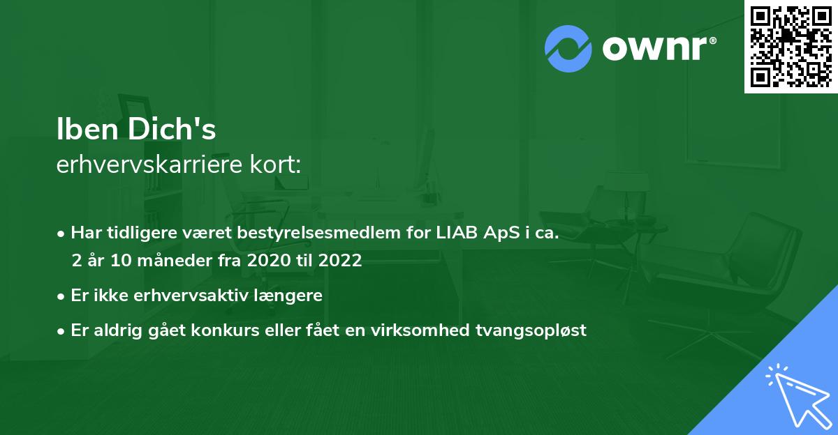 Iben Dich's erhvervskarriere kort