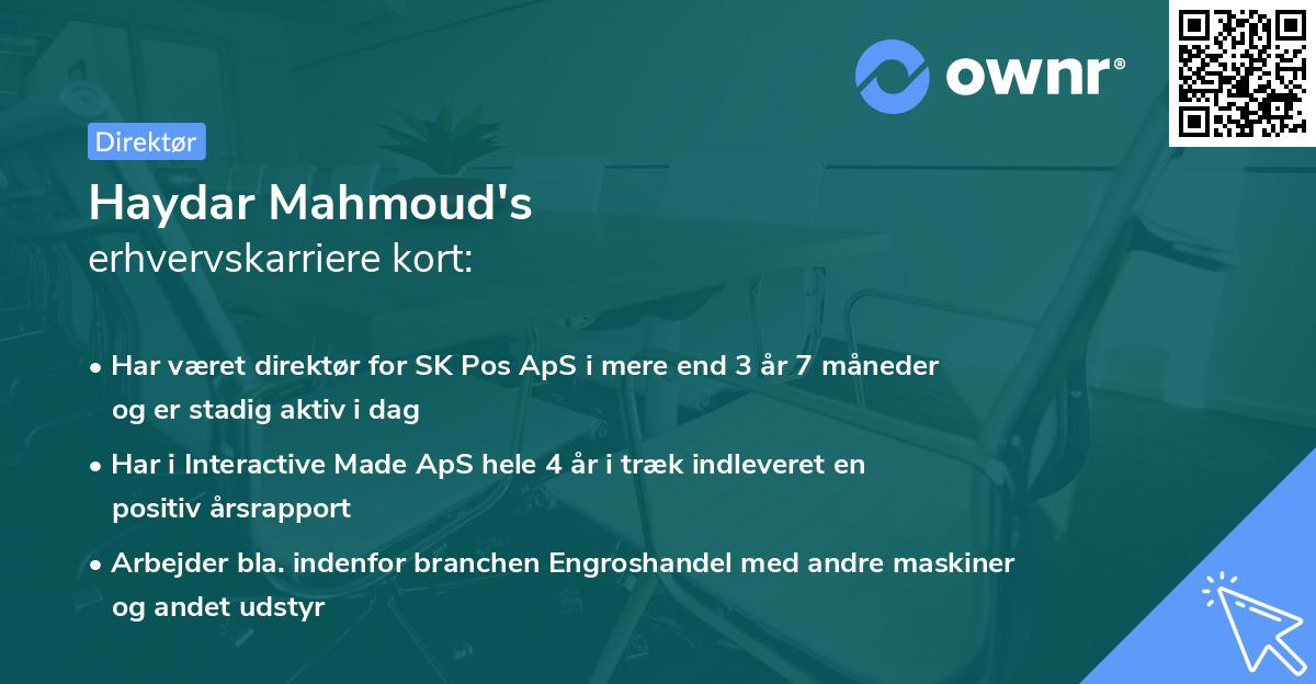 Haydar Mahmoud's erhvervskarriere kort