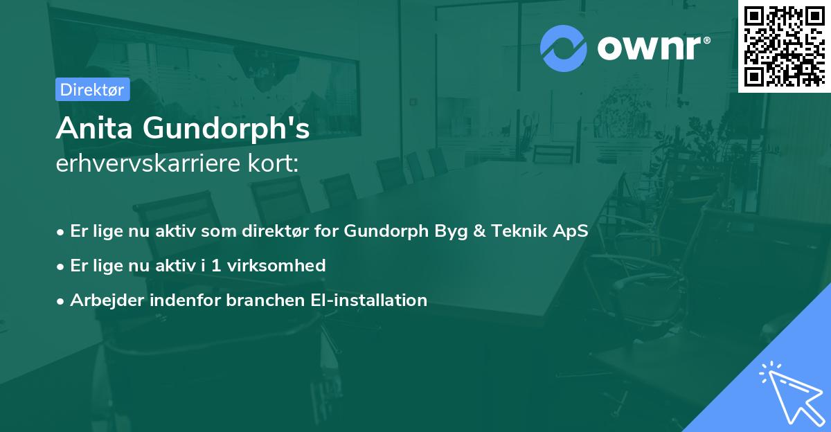 Anita Gundorph's erhvervskarriere kort