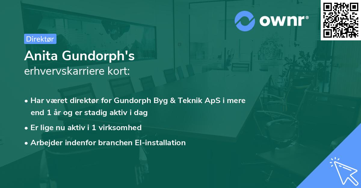Anita Gundorph's erhvervskarriere kort
