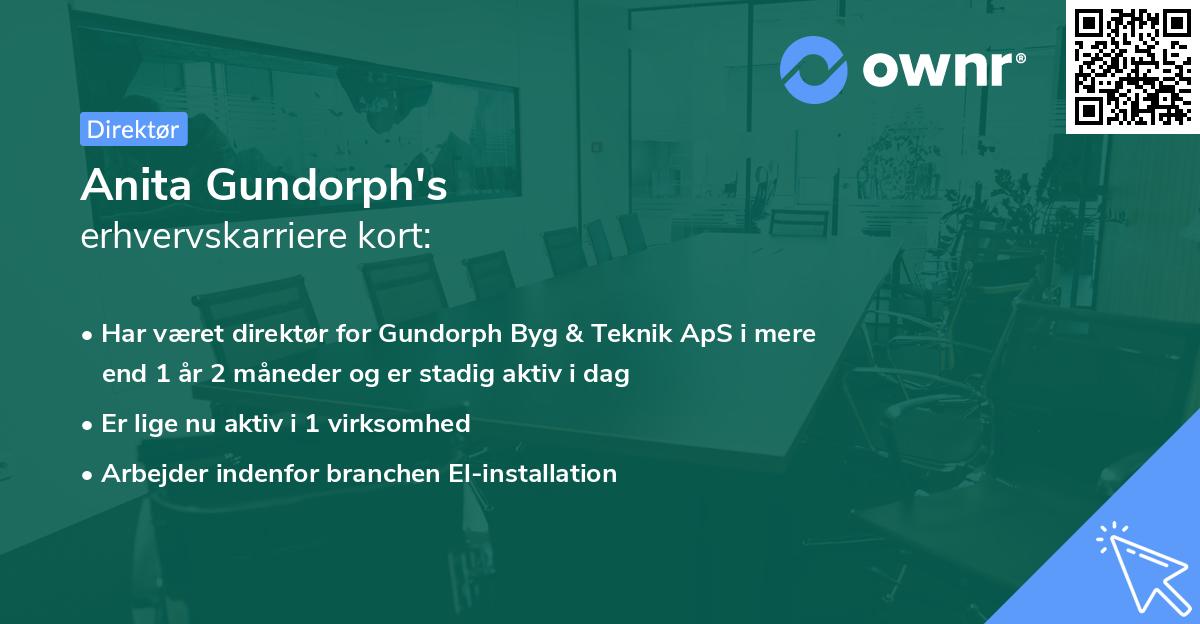 Anita Gundorph's erhvervskarriere kort