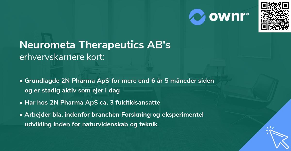 Neurometa Therapeutics AB's erhvervskarriere kort