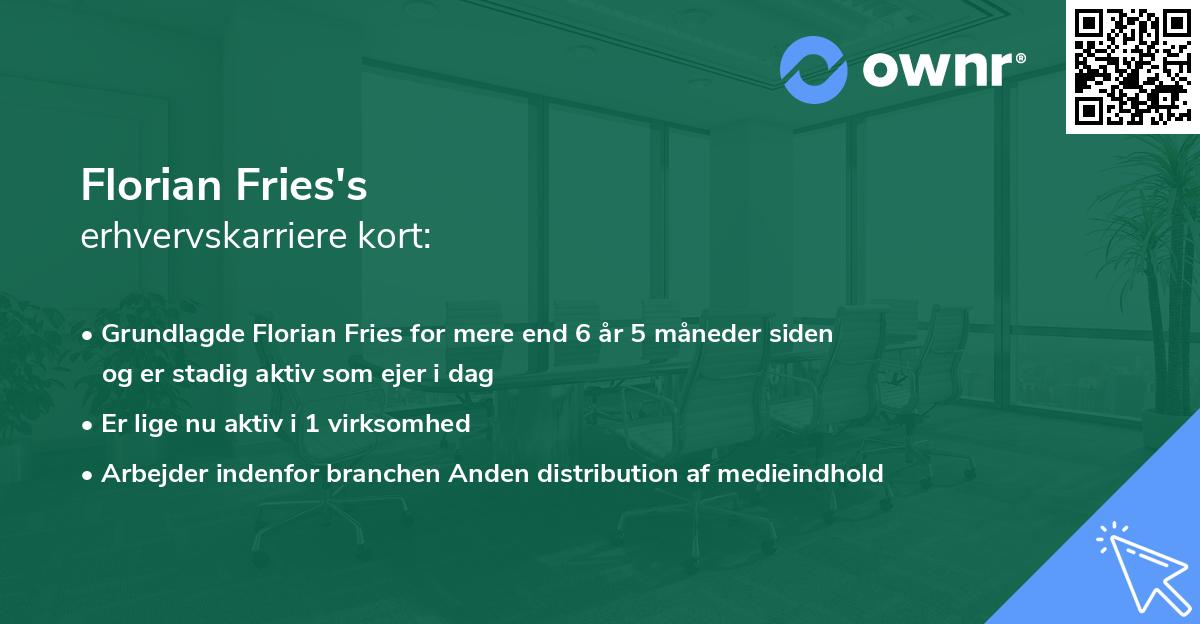 Florian Fries's erhvervskarriere kort