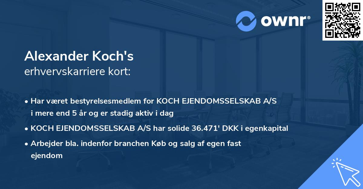 Alexander Koch's erhvervskarriere kort