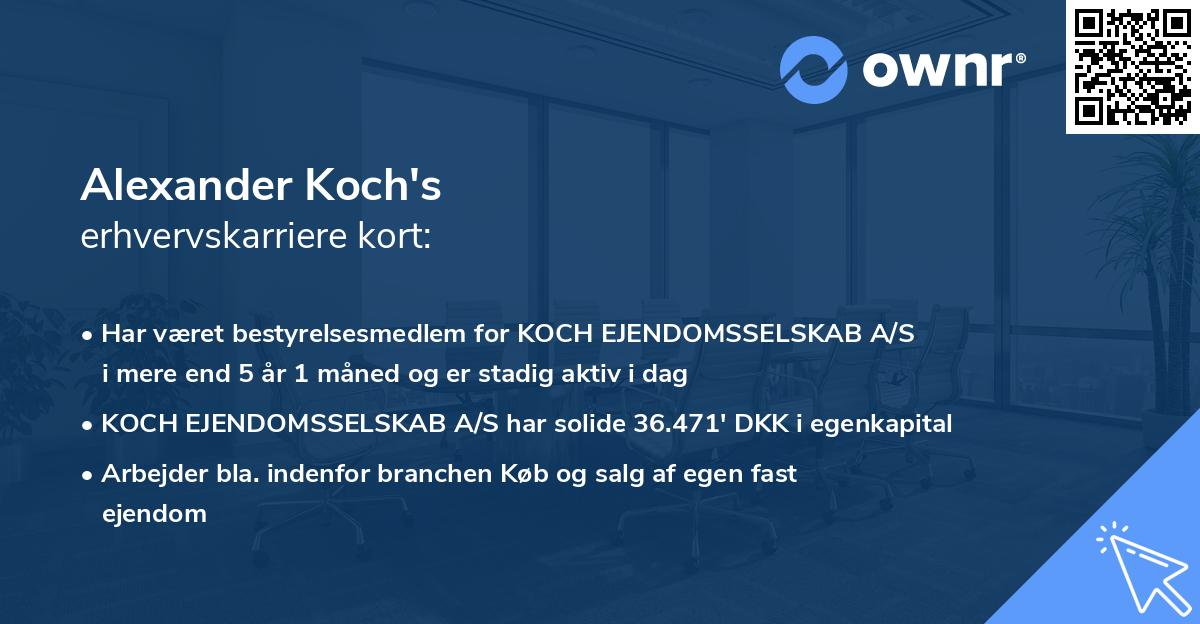 Alexander Koch's erhvervskarriere kort