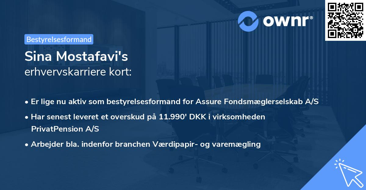 Sina Mostafavi's erhvervskarriere kort