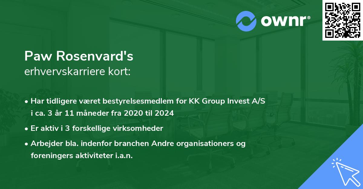 Paw Rosenvard's erhvervskarriere kort
