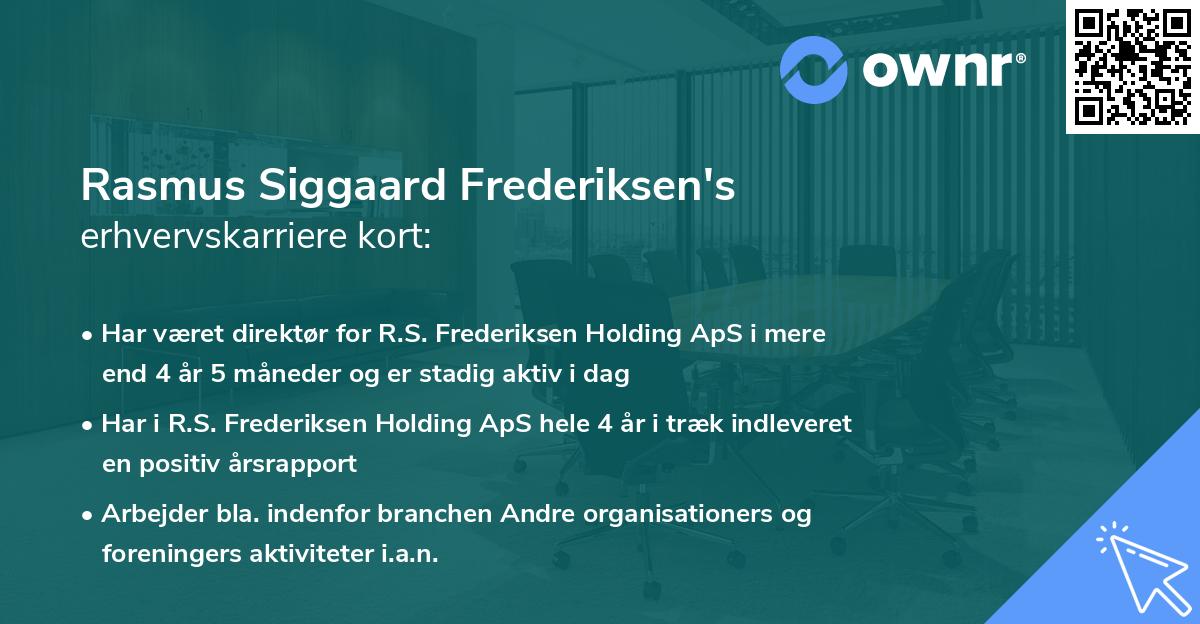 Rasmus Siggaard Frederiksen's erhvervskarriere kort